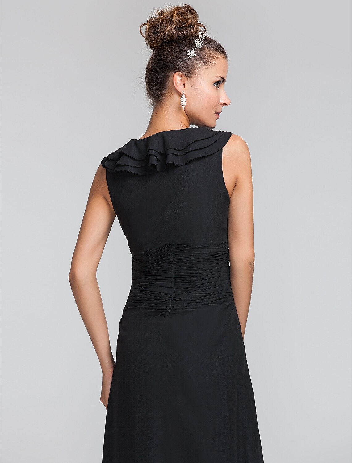 Sheath / Column Square Neck Floor Length Chiffon Bridesmaid Dress