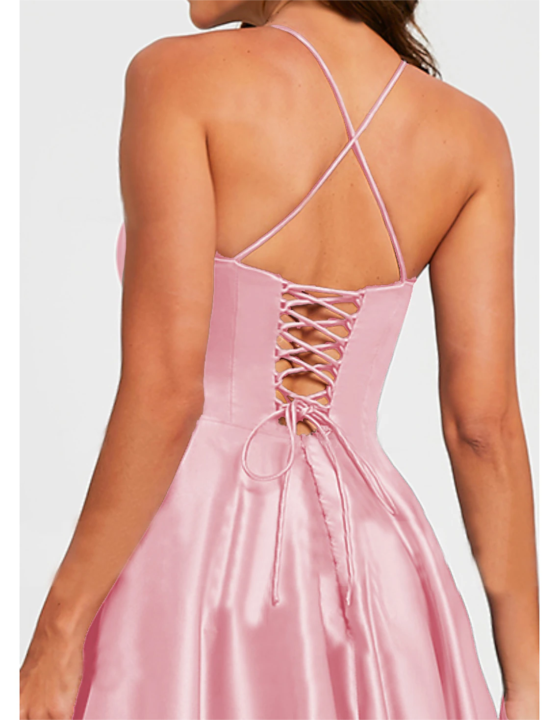 A-Line Prom Dresses Minimalist Dress Formal Wedding Guest Floor Length Sleeveless V Neck Bridesmaid Dress Stretch Satin Backless