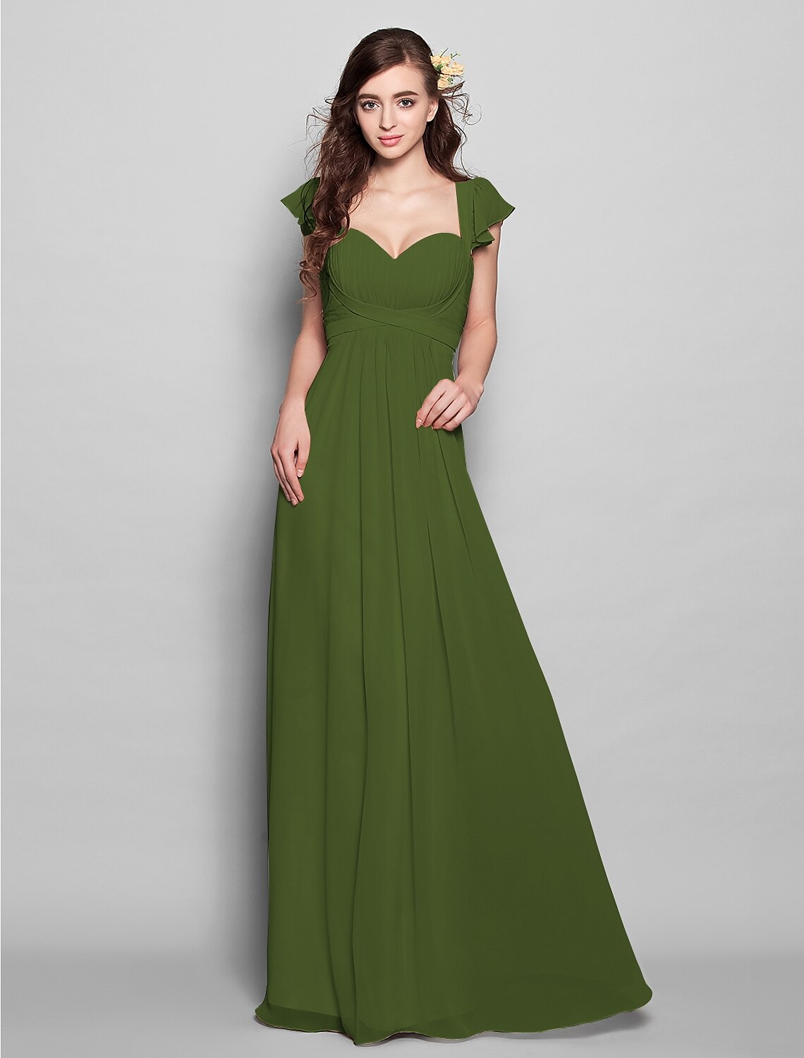 Product Sample Sheath / Column Straps Floor Length Chiffon Bridesmaid Dress with Sash / Ribbon
