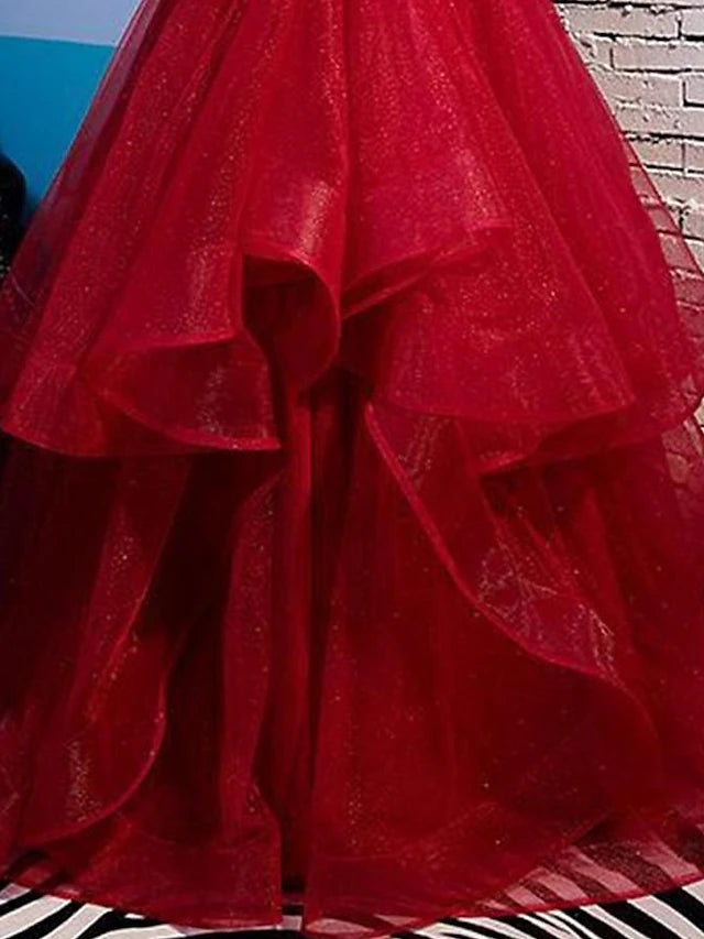 A-Line Prom Dresses Sexy Dress Party Wear Floor Length Sleeveless Spaghetti Strap Tulle