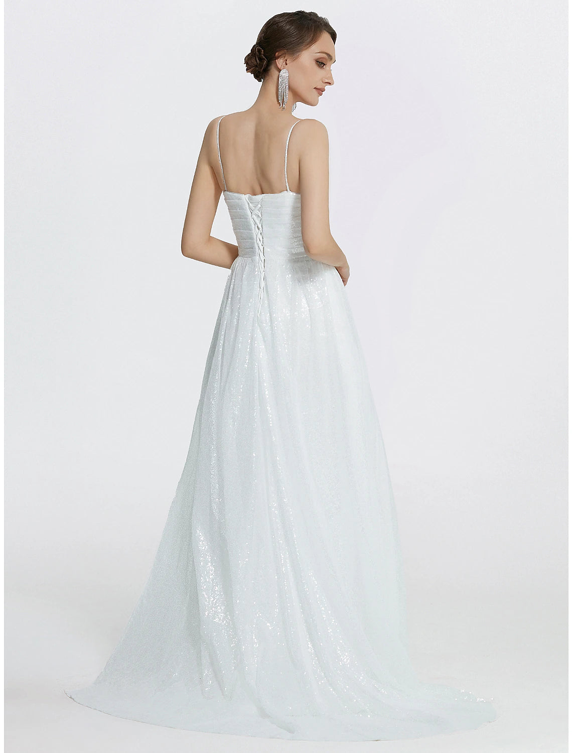 Mermaid / Trumpet Prom Dresses Sparkle Dress Wedding Floor Length Sleeveless Cowl Neck Sequined with Ruched