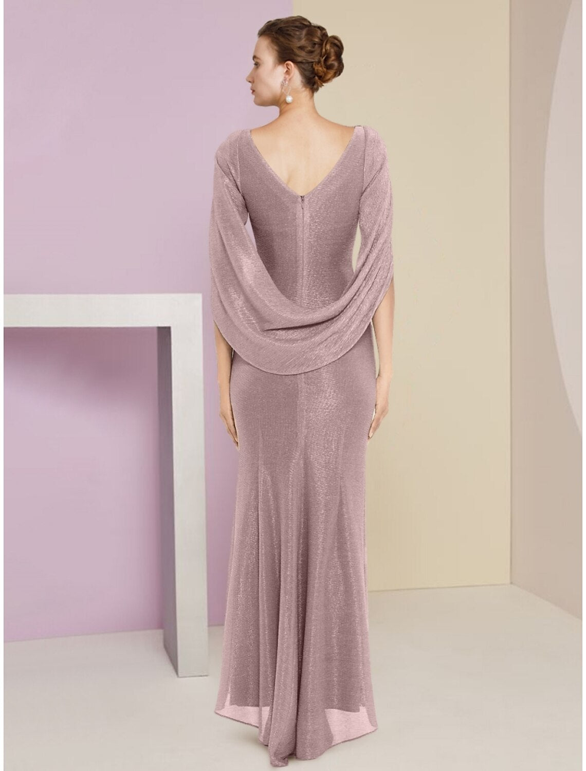 Mermaid / Trumpet Mother of the Bride Dress Wedding Guest Sparkle & Shine Elegant Scoop Neck Ankle Length Chiffon Half Sleeve with Sequin