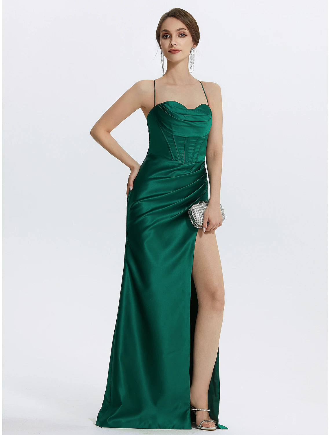 Mermaid / Trumpet Prom Dresses Corsets Dress Wedding Guest Black Tie Floor Length Sleeveless Cowl Neck Satin