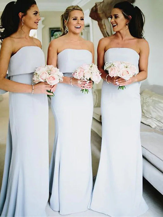 Bridesmaid Dress Strapless Sleeveless Elegant Jersey with Bow(s) Ruffles Off Shoulder