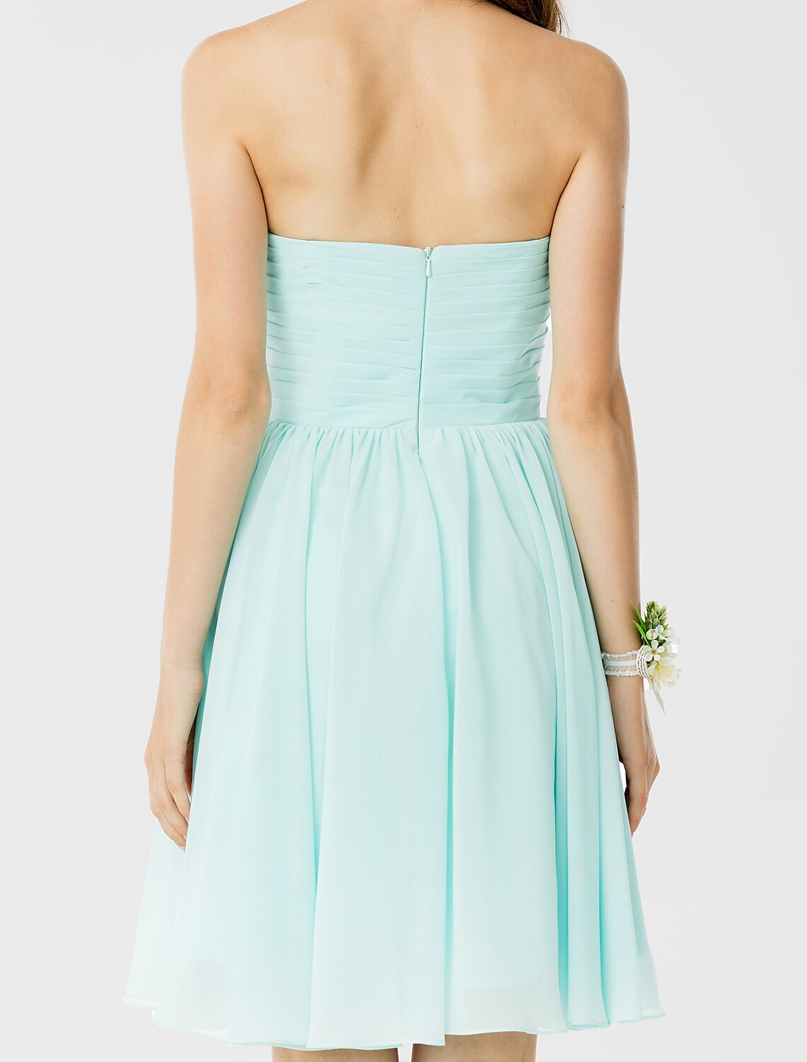 Princess / A-Line Bridesmaid Dress Notched Sleeveless Open Back Knee Length Chiffon with Ruched