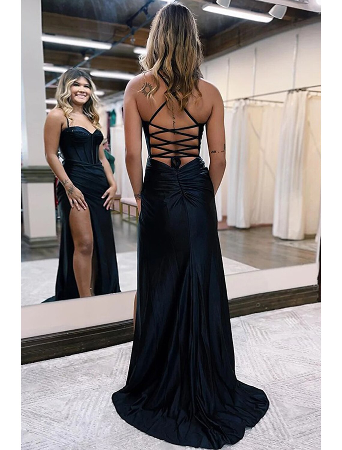 Mermaid / Trumpet Prom Dresses Empire Dress Formal Court Train Sleeveless Sweetheart Satin Backless