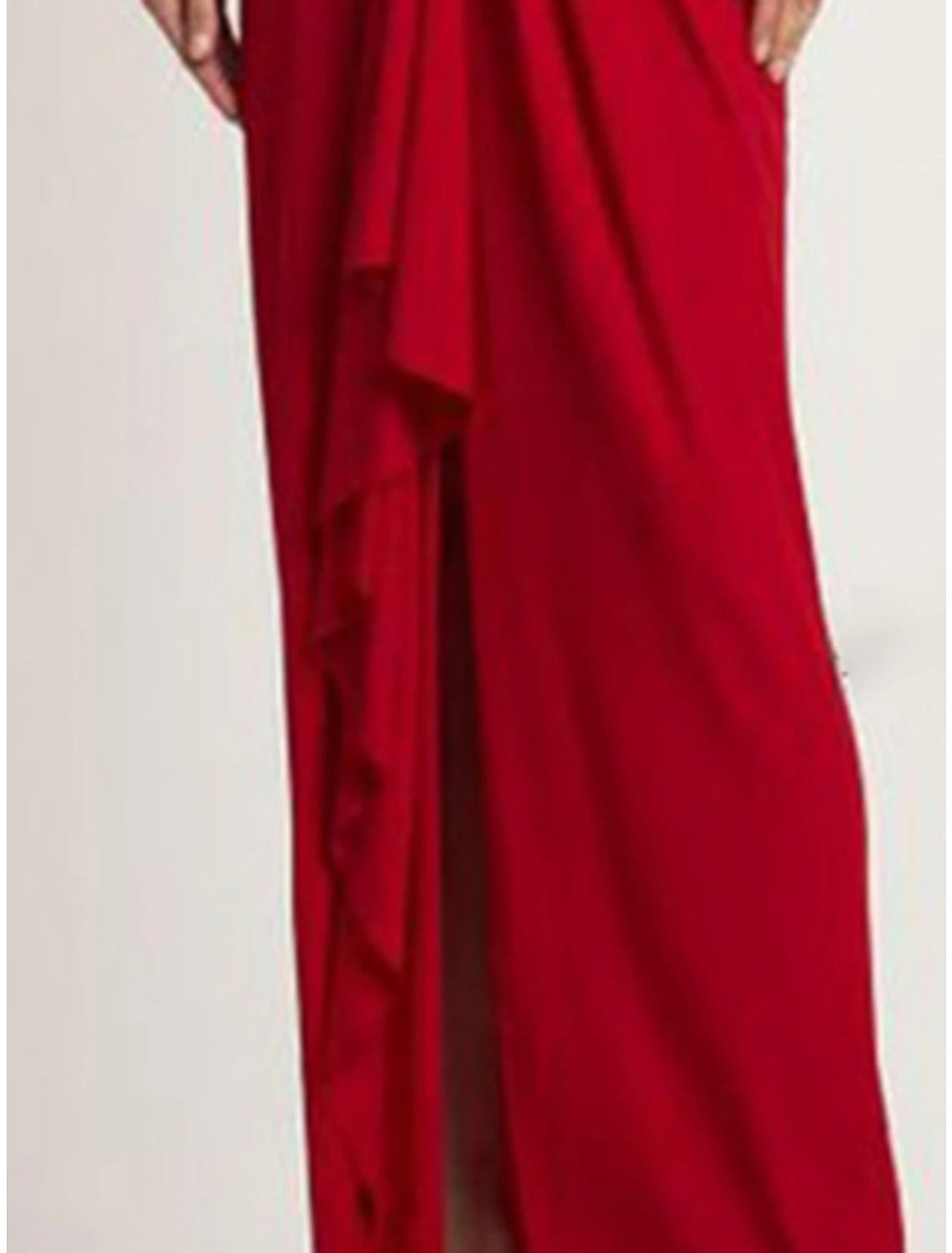 Sheath / Column Evening Gown Elegant Dress Formal Ankle Length Christmas Red Green Dress Long Sleeve V Neck Stretch Chiffon