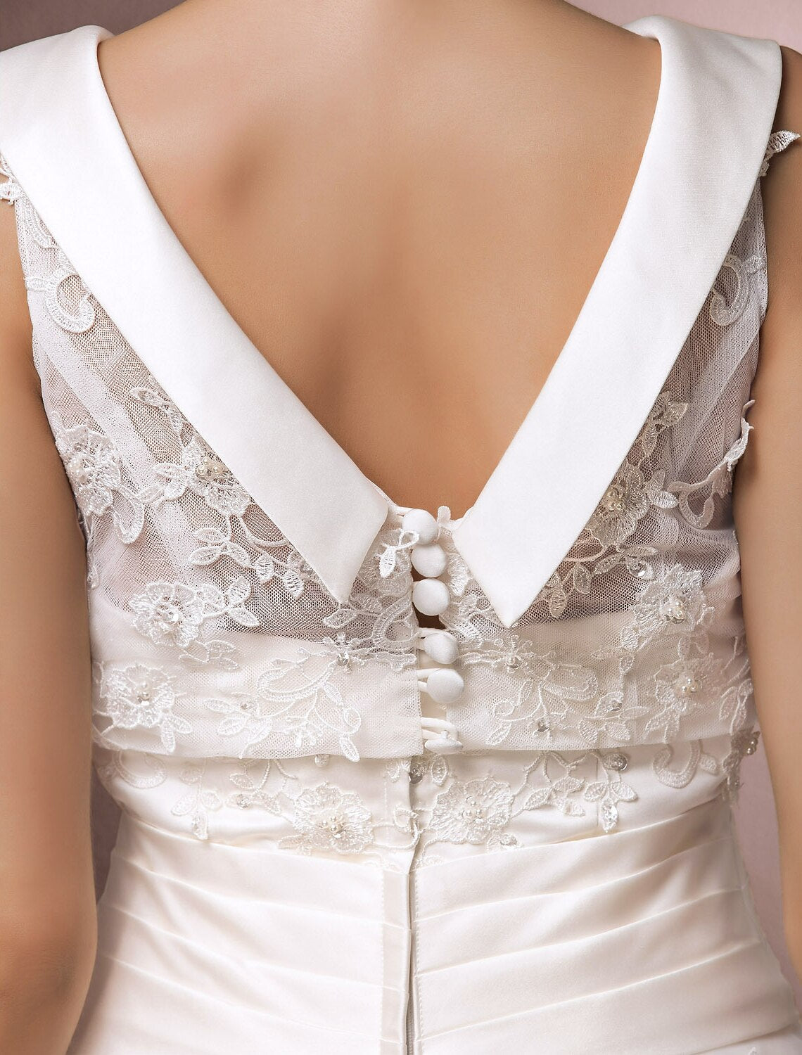 Hall Wedding Dresses Tea Length A-Line Sleeveless Illusion Neck Lace With Pearl