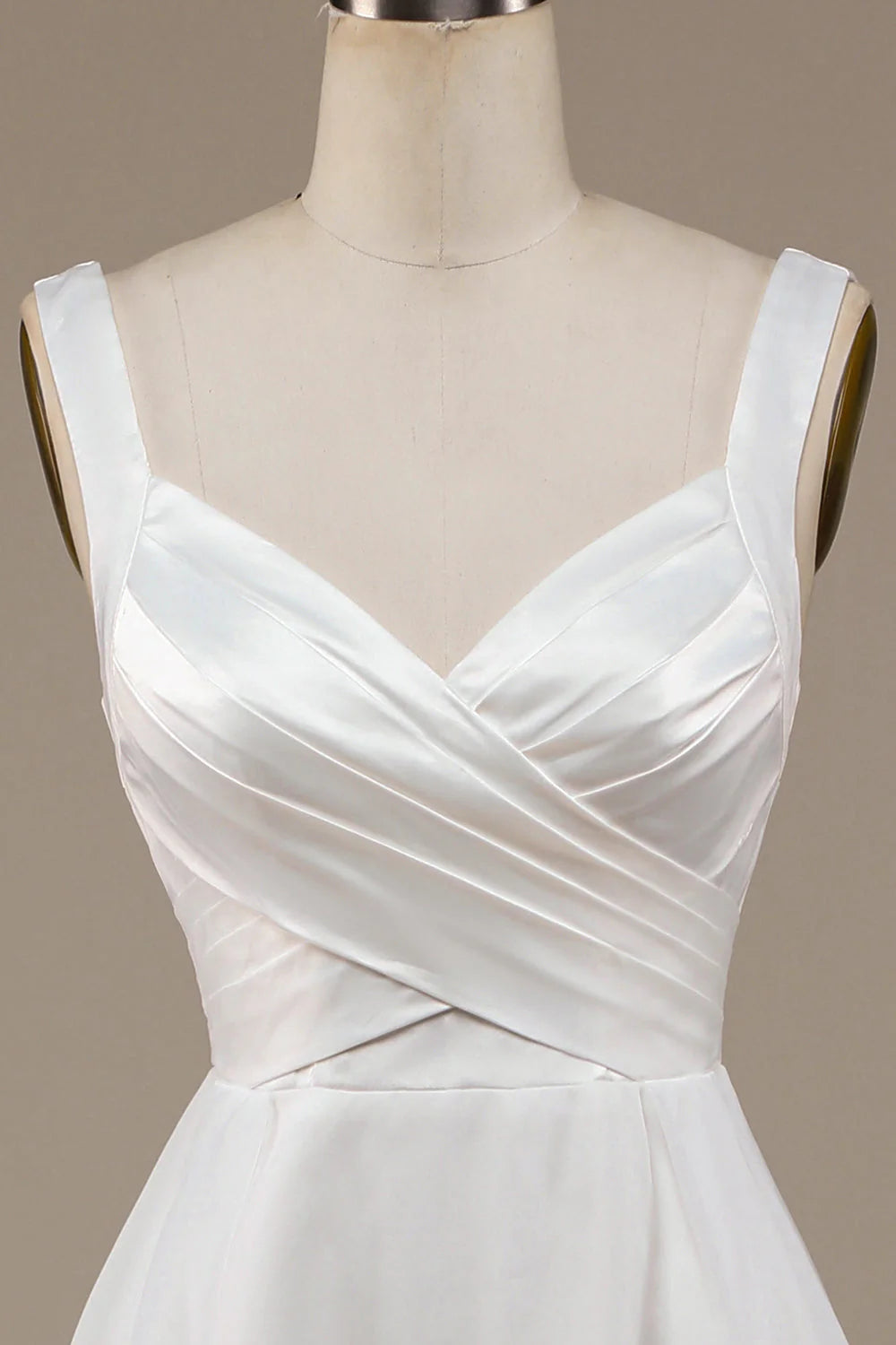 Neck Sweep Train Wedding Dress Pure Color