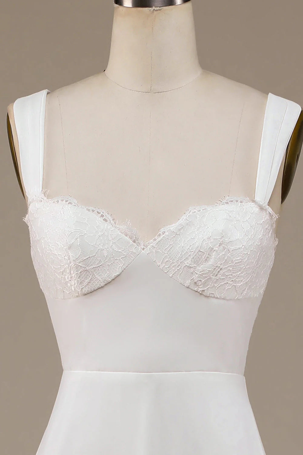 Boho Wedding Scoop Neck Dress with Lace Pure Color