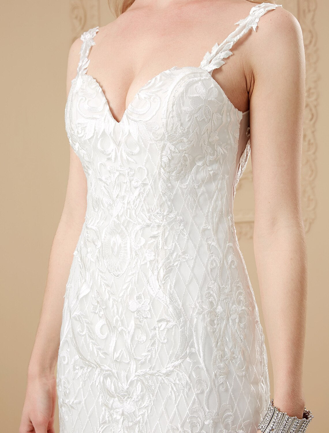 Wedding Dresses Mermaid / Trumpet Sweetheart Spaghetti Strap Chapel Train Satin Bridal Gowns With Buttons