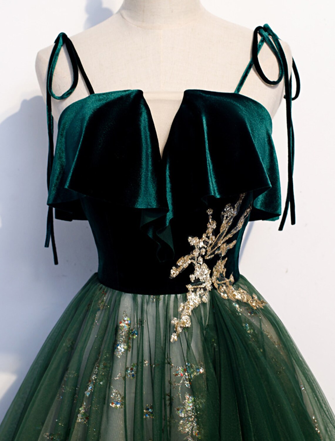 A-Line Prom Dresses Glittering Dress Wedding Guest Engagement Floor Length Sleeveless Spaghetti Strap Organza