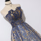 A-Line Strapless Tulle Long Prom Dresses Cute Evening Party Dresses Sparkly