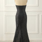 Black Sheath Strapless Sequins Prom Dress Off Shoulder Sexy