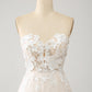 A-Line Sweetheart Corset Long Sweep Train Tulle Wedding Dress With Appliques Off Shoulder