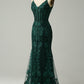Sparkly Dark Green Mermaid Sequin Long Prom Dress Sexy