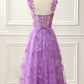 Purple A-Line Corset Knee-Length Prom Dress With Butterflies Beautiful