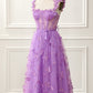 Purple A-Line Corset Knee-Length Prom Dress With Butterflies Beautiful