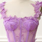 Purple A-Line Corset Knee-Length Prom Dress With Butterflies Beautiful