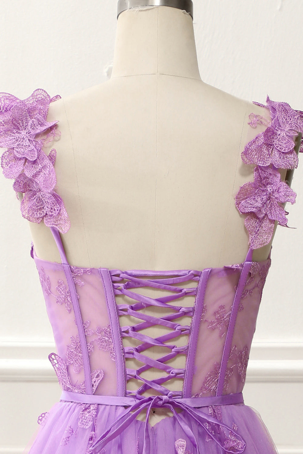 Purple A-Line Corset Knee-Length Prom Dress With Butterflies Beautiful