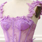 Purple A-Line Corset Knee-Length Prom Dress With Butterflies Beautiful