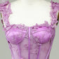 Cute Purple A Line Corset Short Homecoming Dress with Appliques Beautiful