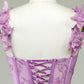 Cute Purple A Line Corset Short Homecoming Dress with Appliques Beautiful