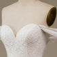 Ivory Asymmetrical Boho Chiffon Wedding Dress with Lace Off Shoulder