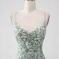 Grey Green Bodycon Lace-up Back Short Homecoming Dress with Sequin Appliqued Sexy