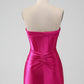 Charming Strapless Pleated Short Prom Dress Bodycon Homecoming Dress Simple Party Dress