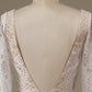 Champagne Long Sleeves Sweep Train Wedding Dress with Lace Open Back