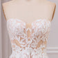 Detachable A Line Sweetheart Tulle Wedding Dress with Lace Off Shoulder