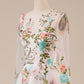 Ivory Flower A-Line Round Neck Sweep Train Wedding Dress with Long Sleeves Beautiful