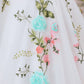 Ivory Flower A-Line Round Neck Tulle Wedding Dress with Long Sleeves Beautiful