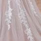 A Line V-Neck Sweep Train Ivory Wedding Dress With Lace Ivory Grey