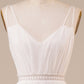Ivory A Line Spaghetti Straps Long Wedding Dress V-neck