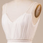 Ivory A Line Spaghetti Straps Long Wedding Dress V-neck