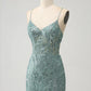 Green Bodycon Beaded Backless Short Homecoming Dress with Criss Cross Back Sexy