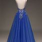A Line Royal Blue Long Prom Dress With Appliques Sexy