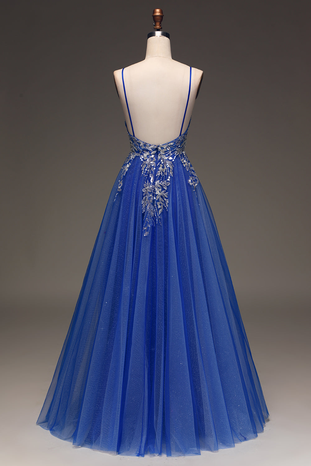 A Line Royal Blue Long Prom Dress With Appliques Sexy