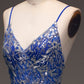 A Line Royal Blue Long Prom Dress With Appliques Sexy