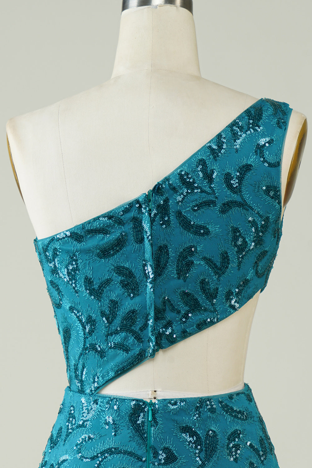 Peacock Blue Glitter Tight Homecoming Dress with Hollow-out Sexy Sparkly 