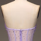 Sparkly Purple A Line Long Corset Sequined Prom Dress Off Shoulder