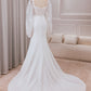 Ivory Mermaid Square Neck Corset Bridal Dress with Long Sleeves Sexy