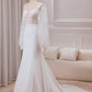 Ivory Mermaid Square Neck Corset Bridal Dress with Long Sleeves Sexy