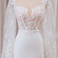 Ivory Mermaid Square Neck Corset Bridal Dress with Long Sleeves Sexy