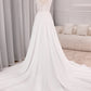 Ivory A Line Square Neck Corset Court Train Bridal Dress With Slit Long
