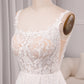 Ivory A Line Square Neck Corset Court Train Bridal Dress With Slit Long