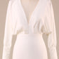 Ivory Mermaid V Neck Sweep Train Wedding Dress with Long Sleeves Sexy