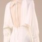 Ivory Mermaid V Neck Sweep Train Wedding Dress with Long Sleeves Sexy